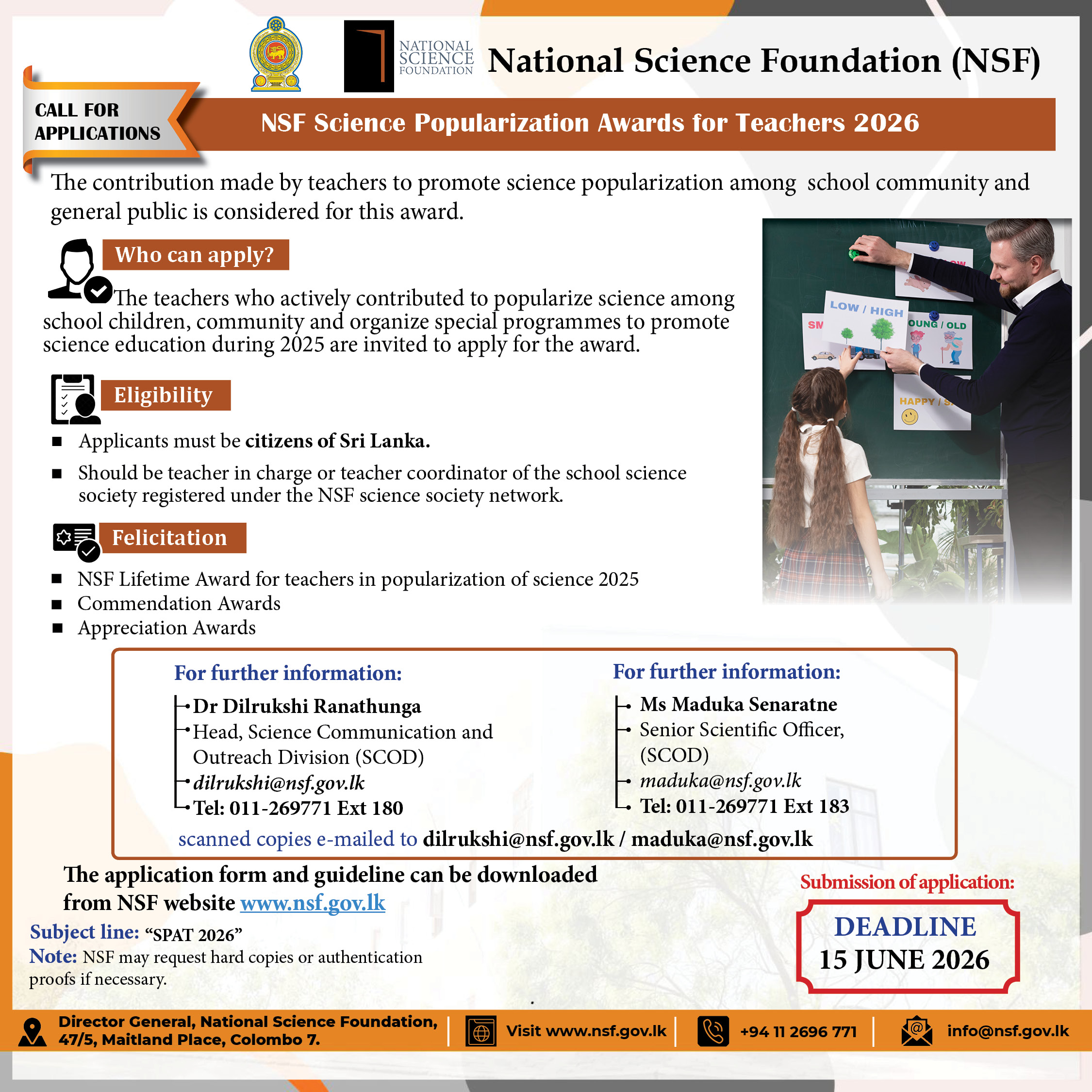 Calling Applications for Science Popularization Awards for Teachers