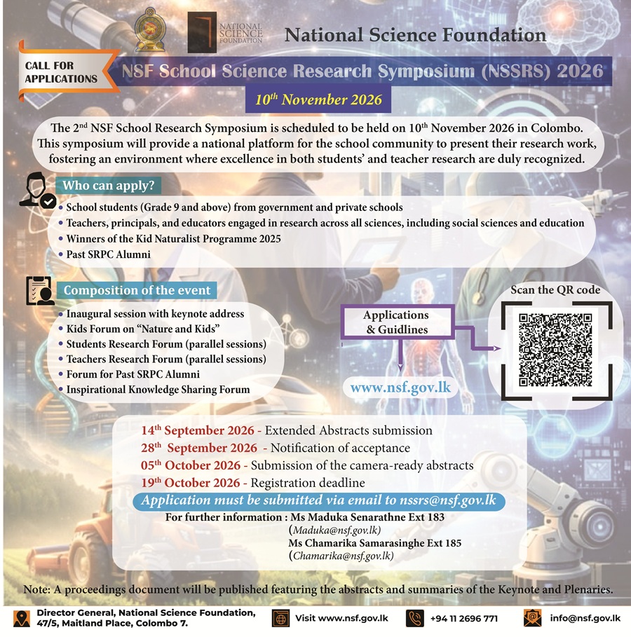 Call for Applications - NSF School Science Research Symposium (NSSRS) 2026