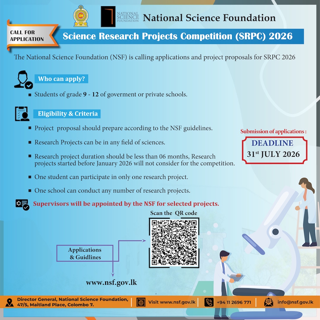 Calling Applications for Science Research Projects Competition (SRPC) 2026